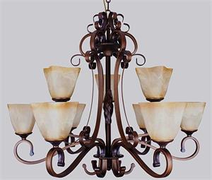 美式酒店多層吊燈 餐廳工程燈具  鐵藝+玻璃-8032-6+3