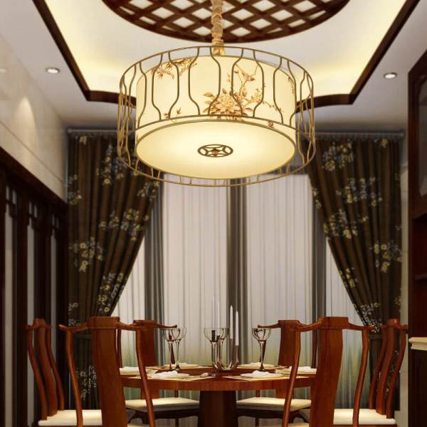 現代中式餐廳小吊燈 布藝 仿古中式餐廳包廂吊燈