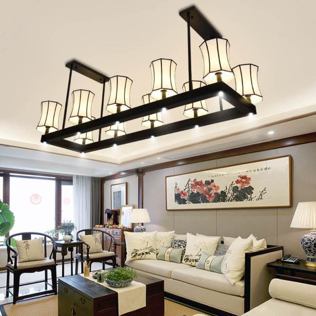 吸頂式中式風格吊燈2018新款|長方形茶水間餐廳中式吊燈