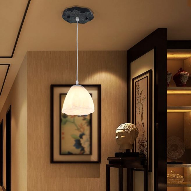 仿古中式風(fēng)格蓮花吊燈|古典樹(shù)脂工藝蓮花形狀吊燈