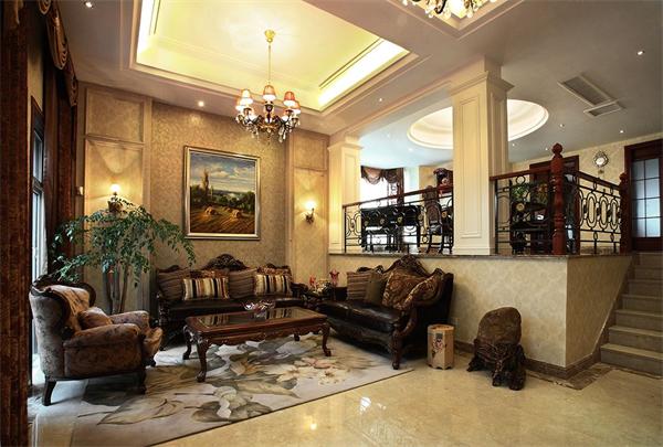 別墅客廳歐式風格吊燈廠家定制效果圖 一站式供貨設計